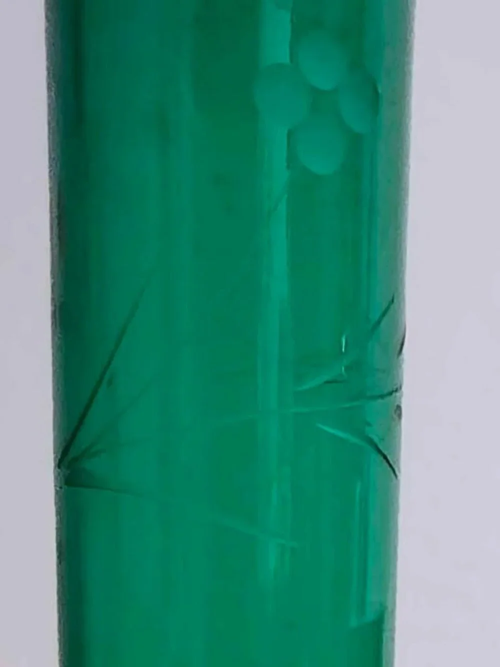 Green etched glass bud vase